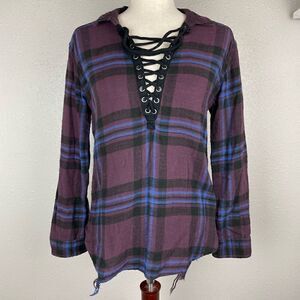 American Eagle Outfitters Pullover Plaid Flannel Shirt Size XS EUC